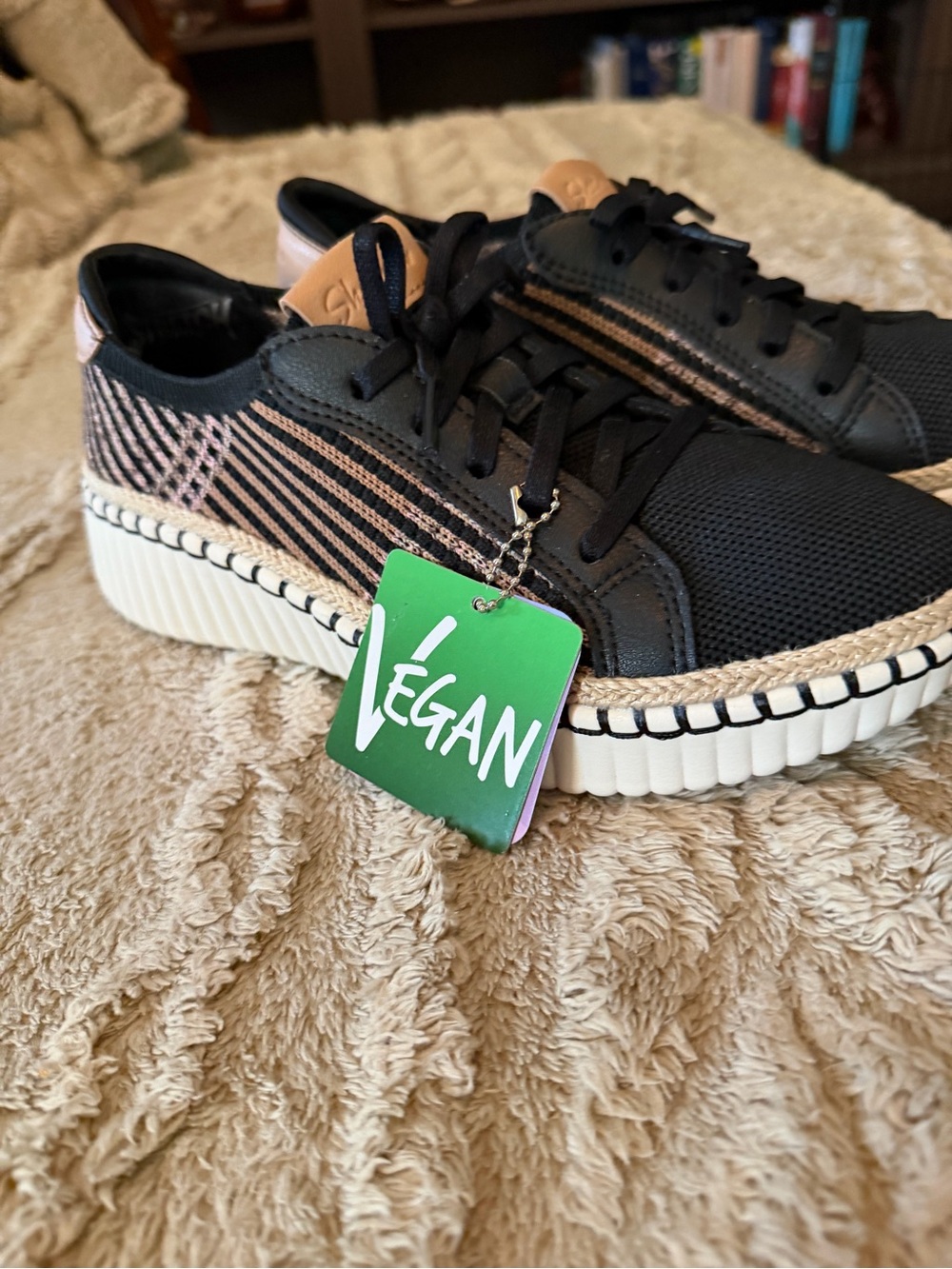 Skechers Black and Tan Vegan Platform Sneakers